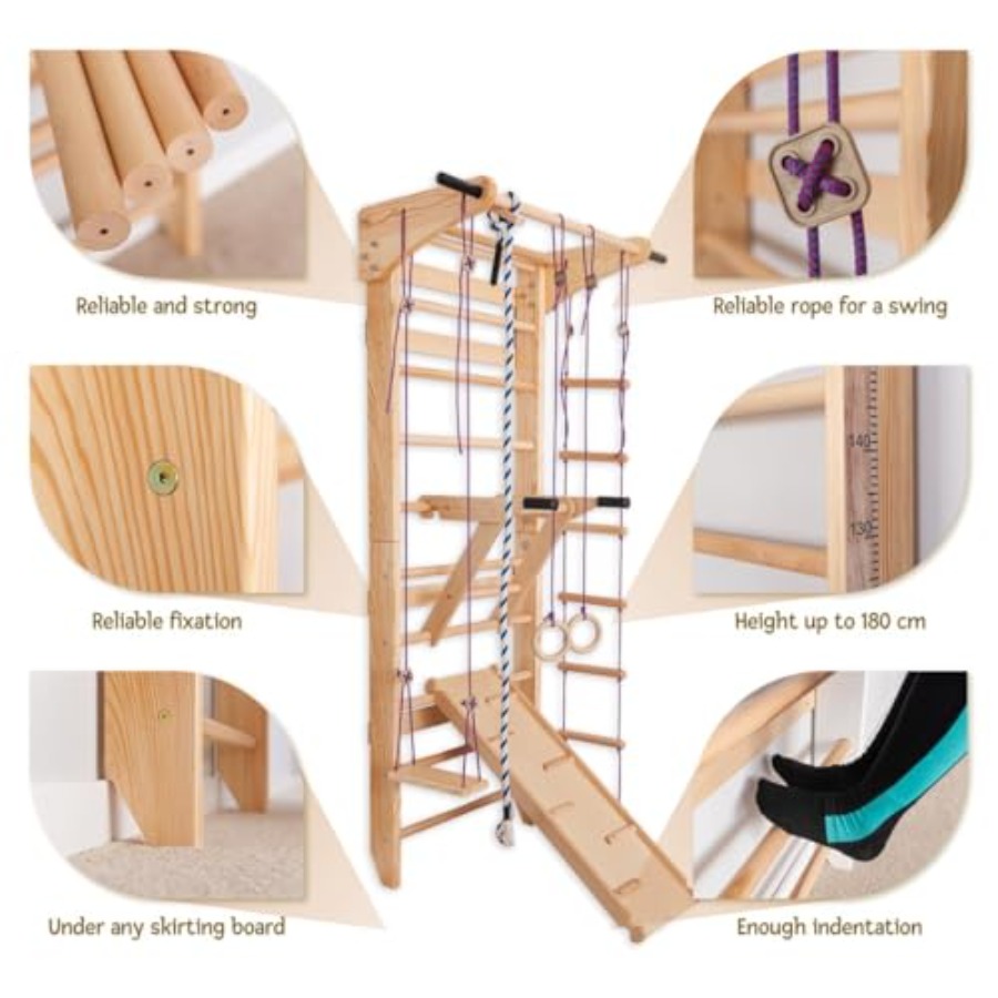 Swedish Ladder Wall Bars for h - Gymnastic Ring Wood avis et prix