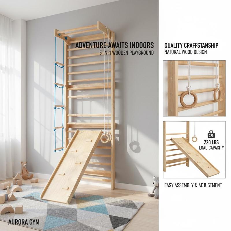 Wooden Stall Bars 31.5x23.6x86 - Gymnastic Ring Wood avis et prix